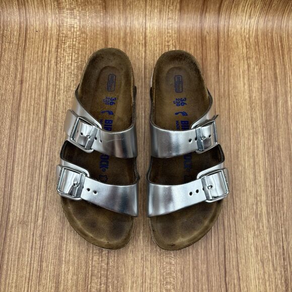 Birkenstock Arizona Soft Footbed Womens Sandals EU 36 US 5 Metallic Silver - Picture 5 of 9